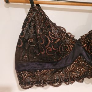 Intimately by Free People Bronze and Black Sheer Lace Bra